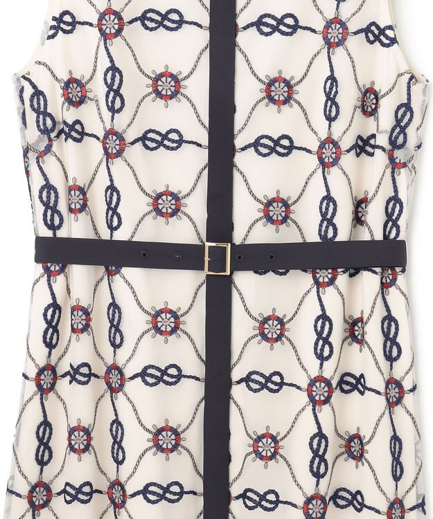 GRACE CONTINENTAL マリン刺繍チュールワンピース ホワイト