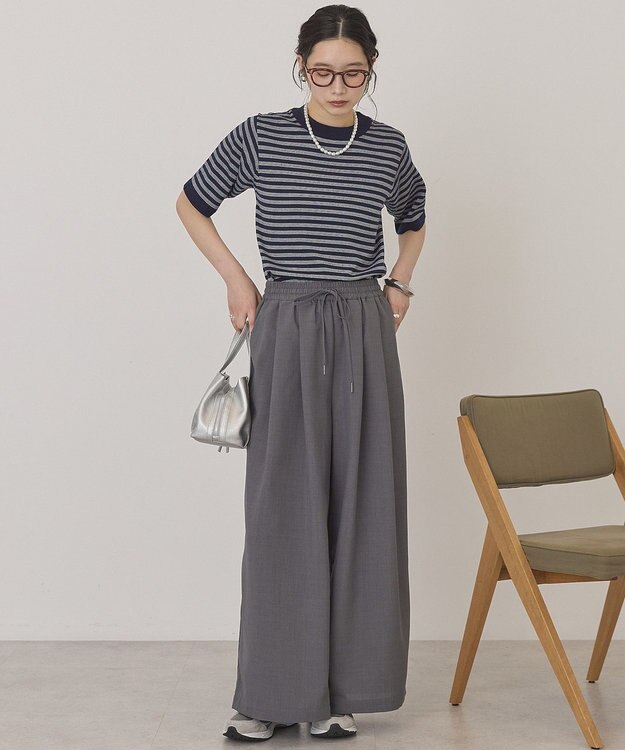 AMERICAN HOLIC 【マルチ機能】ドライタッチワイドパンツ Gray Mixture