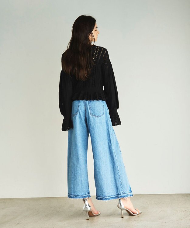 GRACE CONTINENTAL レース編ルーズニットトップ ブラック