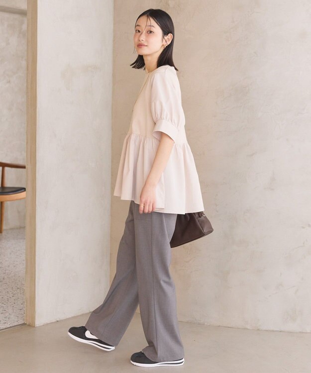 AMERICAN HOLIC 異素材切替ペプラムプルオーバー Black