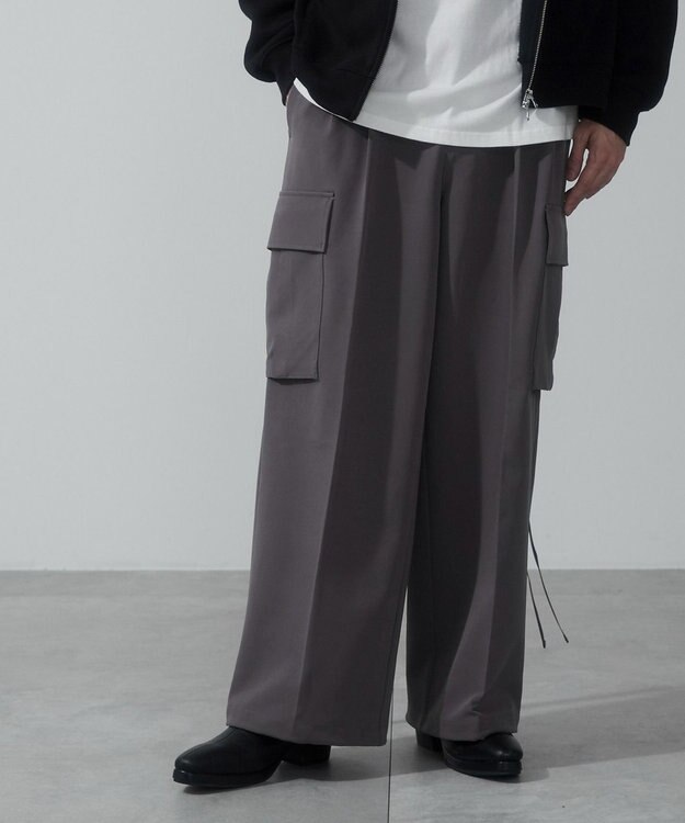 WEGO 【ウエストゴム】スーパーバギーカーゴスラックス ダークグレー