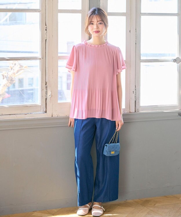 Feroux 【2WAY】シフォンジョーゼットプリーツ ブラウス ピンク系