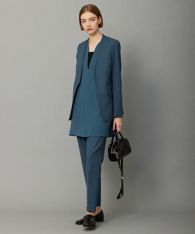 ICB L 【WEB限定カラーあり・洗える】 ライトダブルクロス べスト ダルブルー系