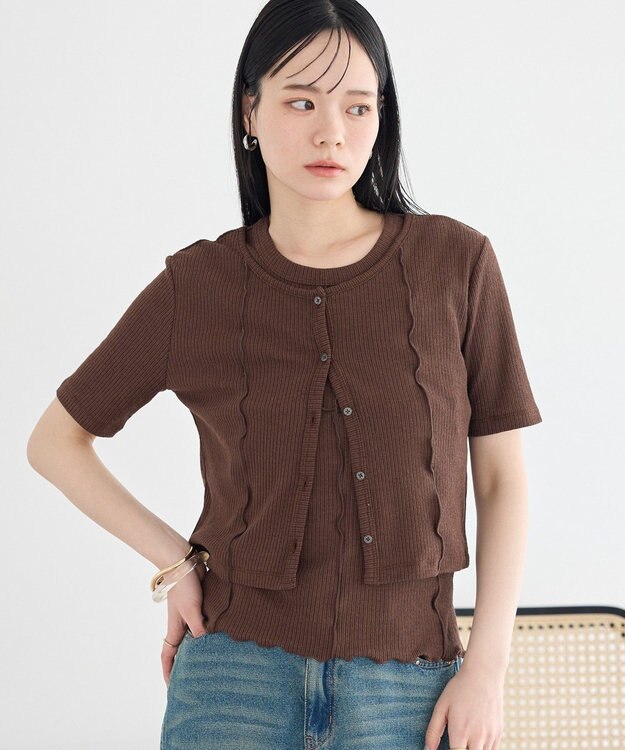 earth music&ecology SET2点メロータンク＋カーディガン Brown