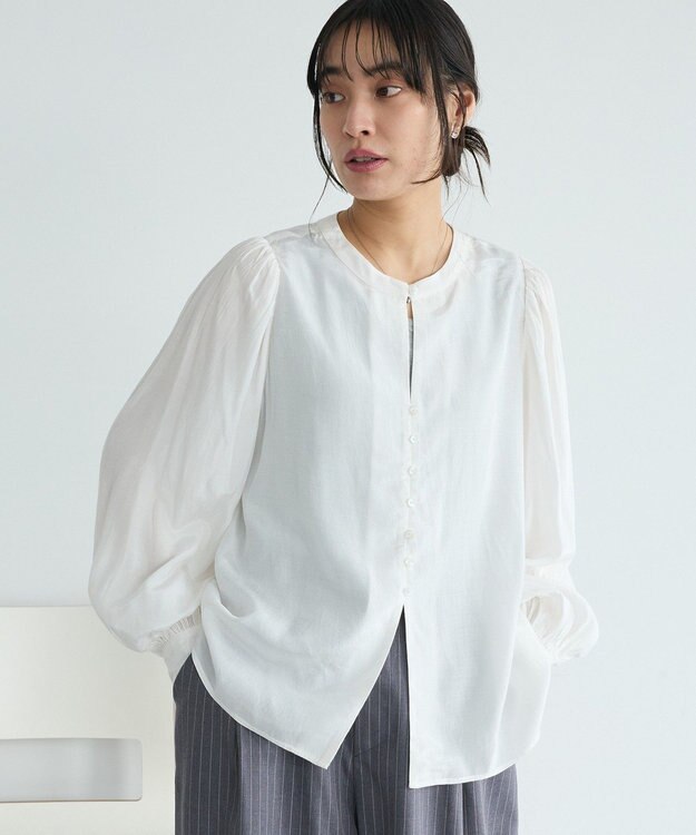 CRAFT STANDARD BOUTIQUE インド製 ボリュームスリーブブラウス White