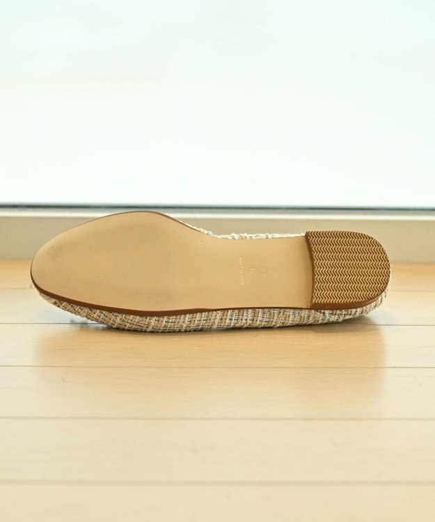 nouvelleRobe Oū 【本革・高反発】Round ラウンドトゥ ツイードバレエシューズ ベージュファブリック