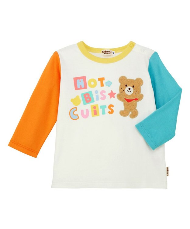 MIKI HOUSE HOT BISCUITS 【80-120cm】パステルロゴ 長袖Tシャツ マルチカラー