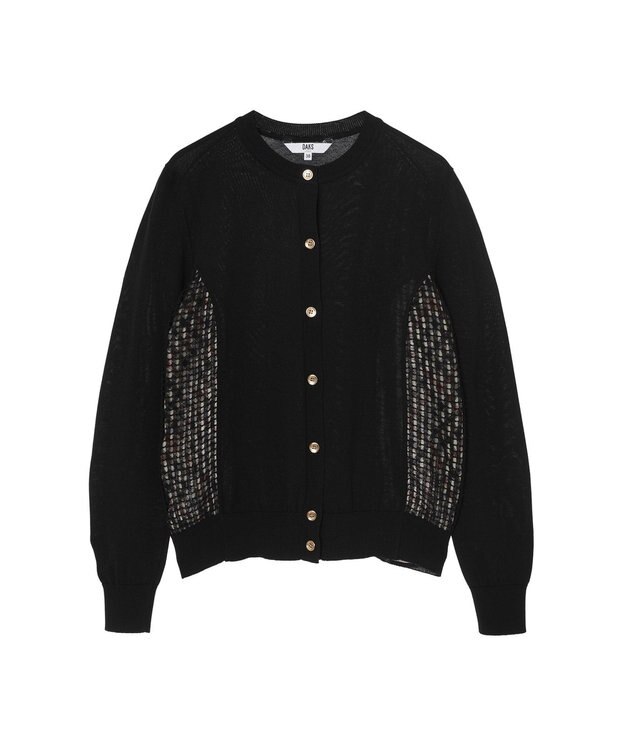 DAKS レースパネルコンビ カーディガン ブラック