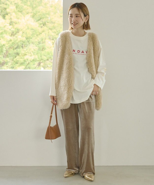 AMERICAN HOLIC ベイカーベロアパンツ Gray Beige
