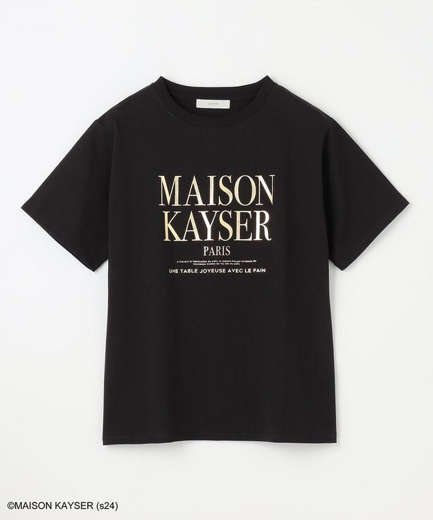 ANY 【MAISON KAYSERコラボ】箔プリントロゴ半袖Tシャツ ブラック×ゴールド