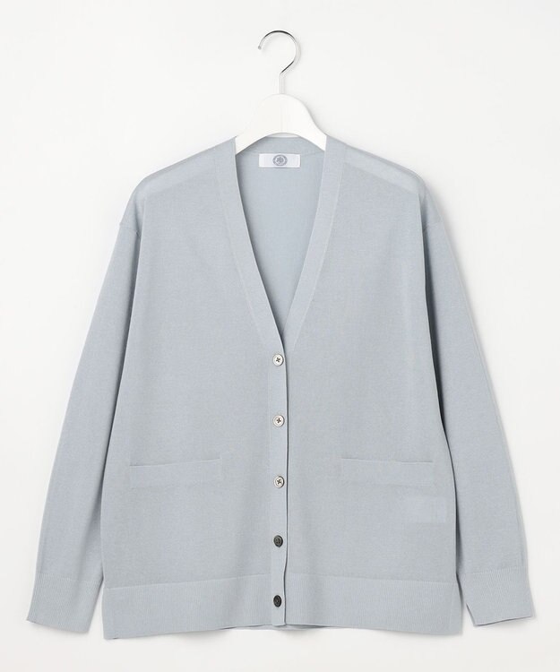 J.PRESS LADIES Vis/Pe スパーク ニット カーディガン グレイッシュブルー系