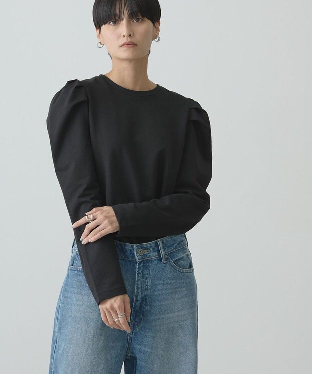 AMERICAN HOLIC ミニ裏毛ショルダータックプルオーバー Black