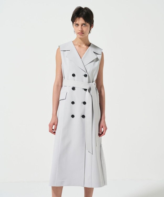 GRACE CONTINENTAL バックプリーツトレンチワンピース グレー