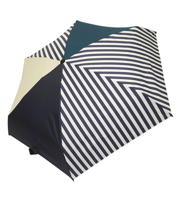+RING 【UVカット95%以上】【UPF50＋】プラスリング ユニセックス 晴雨兼用 折傘 NVY/WHT T1316 紺