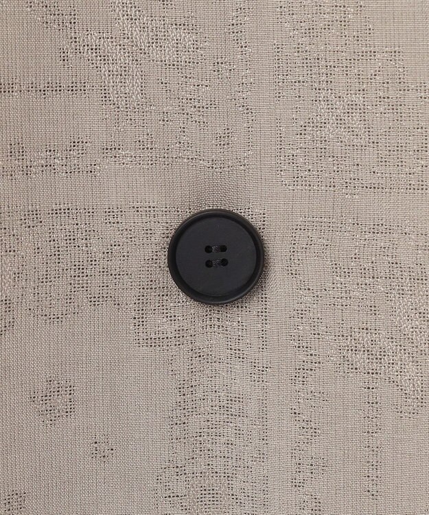 ICB 【日本製・洗える】ペイズリーレノクロス ノーカラージャケット クリームブラウン系