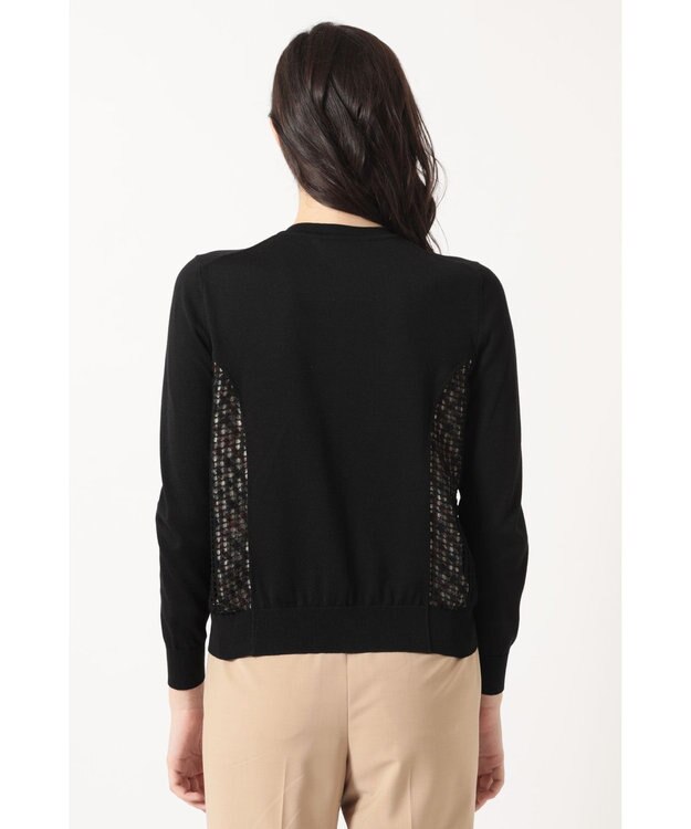 DAKS レースパネルコンビ カーディガン ブラック