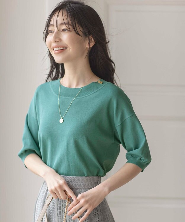 ANY SIS 【接触冷感・UVケア】フロント切替 プルオーバー ブルーグリーン