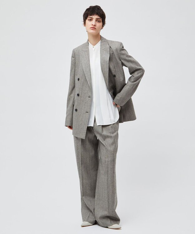 BEIGE， 【洗える】STOW / フロントタックブラウス Ecru