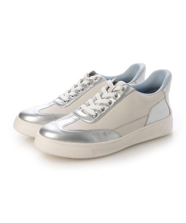 ing <ing>ハンズフリーレースアップスニーカー シルバーコンビ