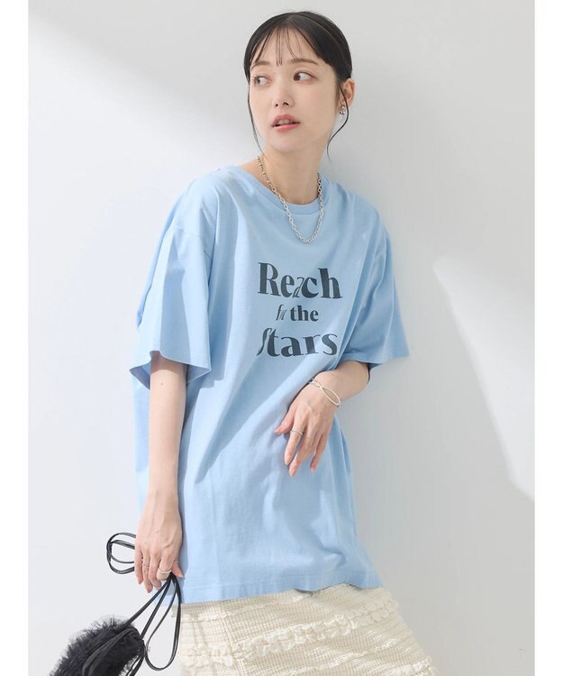 earth music&ecology アソートロゴプリントＴ Light Blue