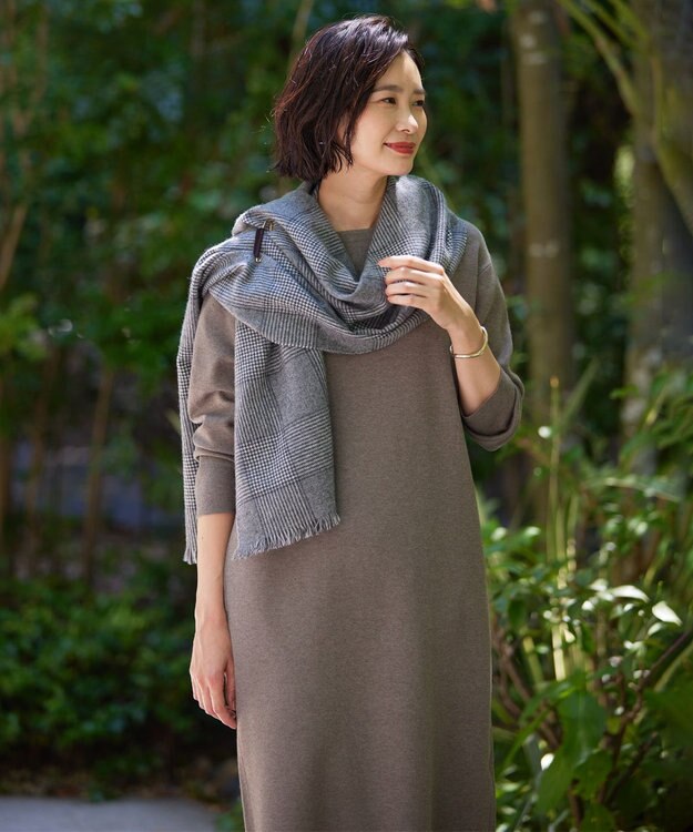 J.PRESS LADIES カシミヤ グレンチェック ストール グレー系3