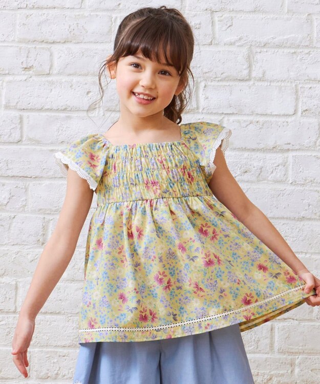 ANY KIDS 花柄 ブラウス イエロー系花柄