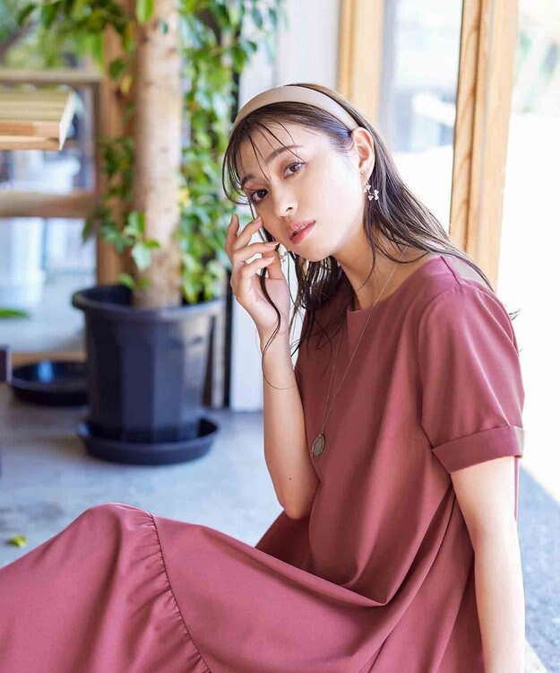 Tiaclasse 【洗える】ギャザーヘムフレアワンピース ピンク