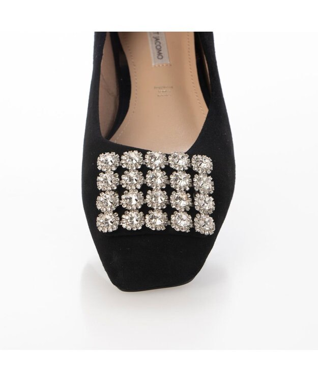 MODE ET JACOMO <MODE ET JACOMO>アシンメトリービジューフラットパンプス ブラックスエード