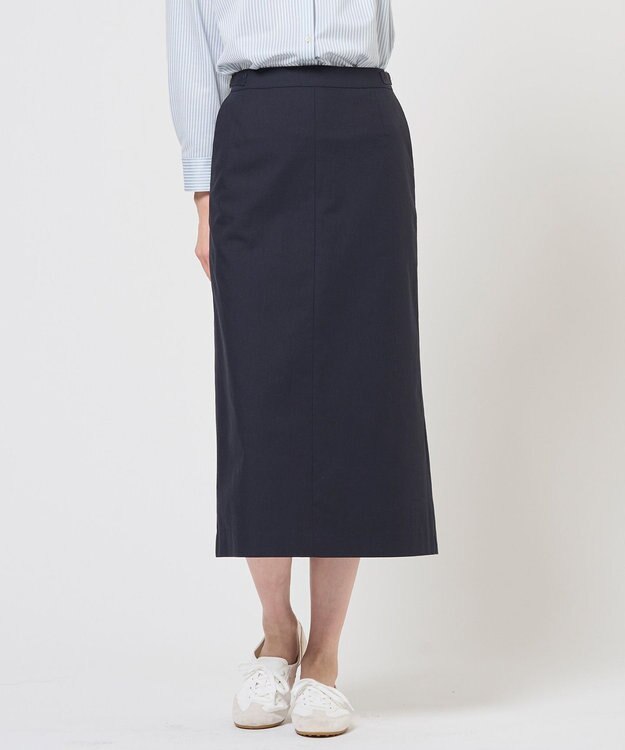 J.PRESS LADIES S TCリネン ドライツイル ナロー スカート ネイビー系