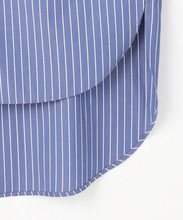 ANY 【洗濯機可】ラメストライプ半袖シャツブラウス ネイビー×オフストライプ