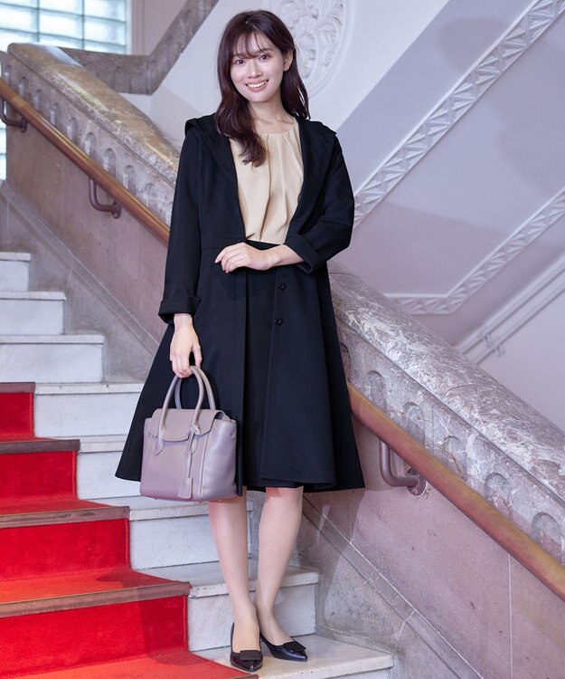 Tiaclasse L 【新色追加・洗える】フーデッドフレアコート ネイビー