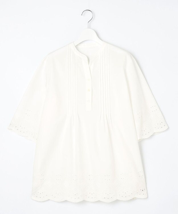 J.PRESS LADIES S 【洗える】 セルロース刺繍 ブラウス ホワイト系