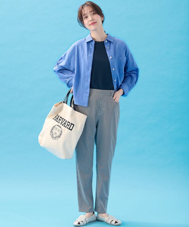 ANY 【手洗い可能】ヨーロピアンリネンシャツブラウス ライトブルー