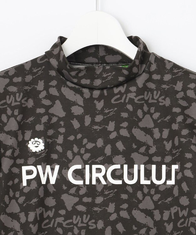 PW CIRCULUS 【WOMEN】【ストレッチ/UVケア】アニマルプリント ロゴ モックネック シャツ ブラック系5