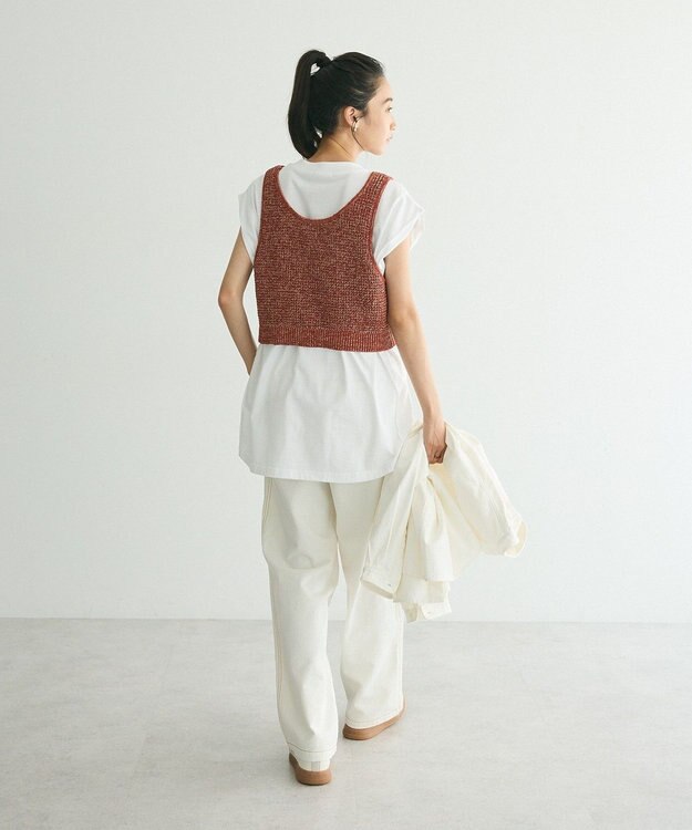 CRAFT STANDARD BOUTIQUE ワッフル編み短丈ニットベスト Bordeaux