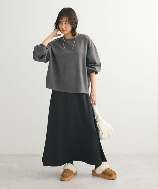 Green Parks ・minia　フェイクムートンスリッパ Camel