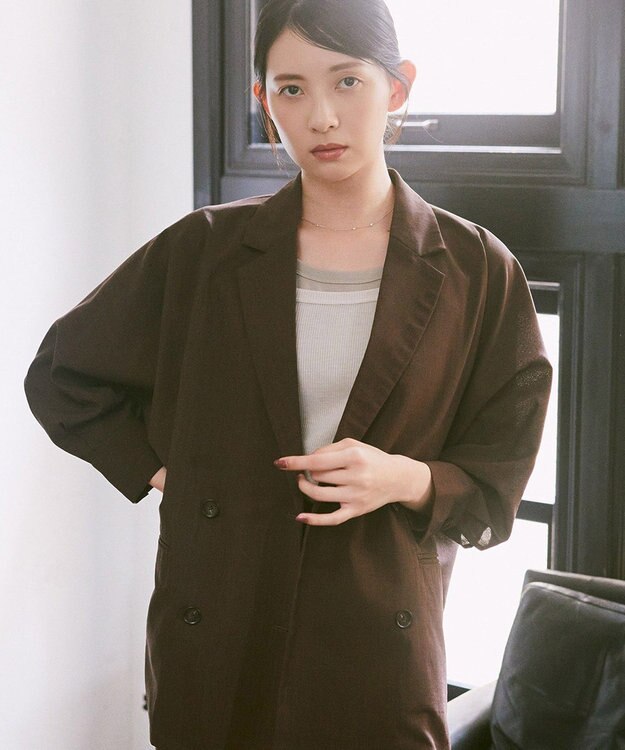 earth music&ecology 配色レイヤードタンクトップ Gray Beige