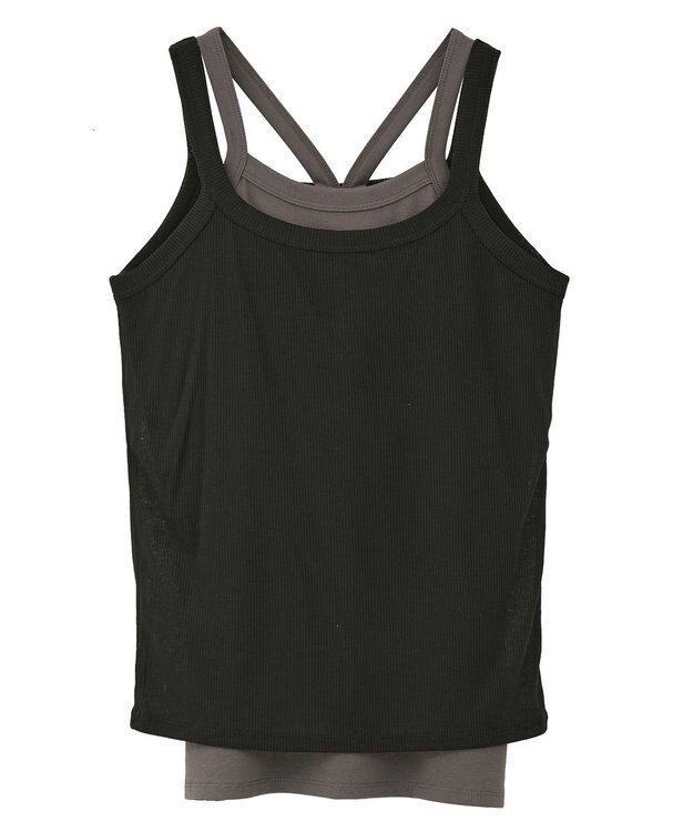 earth music&ecology 配色レイヤードタンクトップ Black