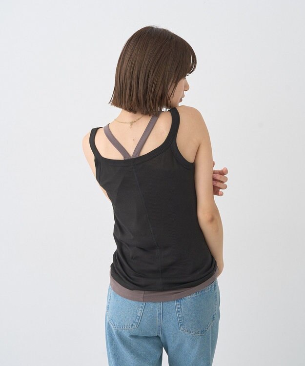earth music&ecology 配色レイヤードタンクトップ Black