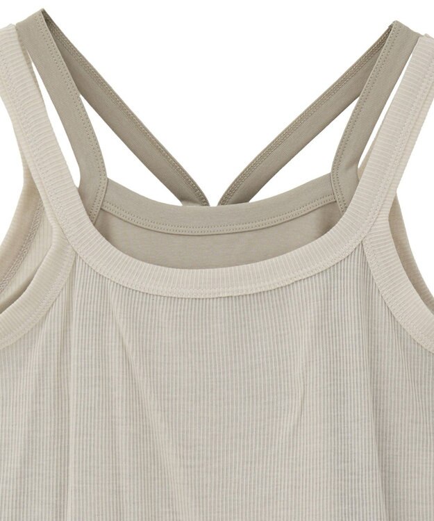 earth music&ecology 配色レイヤードタンクトップ Gray Beige
