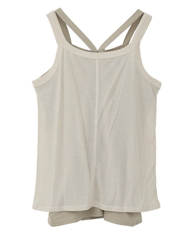 earth music&ecology 配色レイヤードタンクトップ Gray Beige
