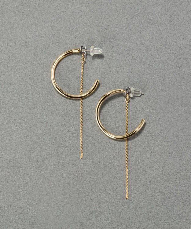 Phoebe 【金属アレルギー対応】2wayウェーブラインフープピアス　ゴールド/ニッケルフリー ゴールド