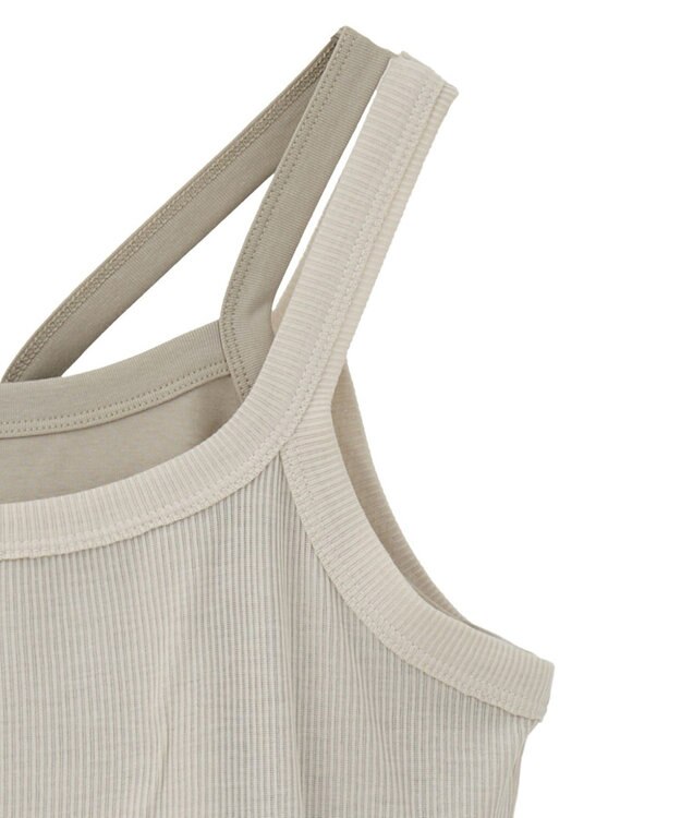 earth music&ecology 配色レイヤードタンクトップ Gray Beige