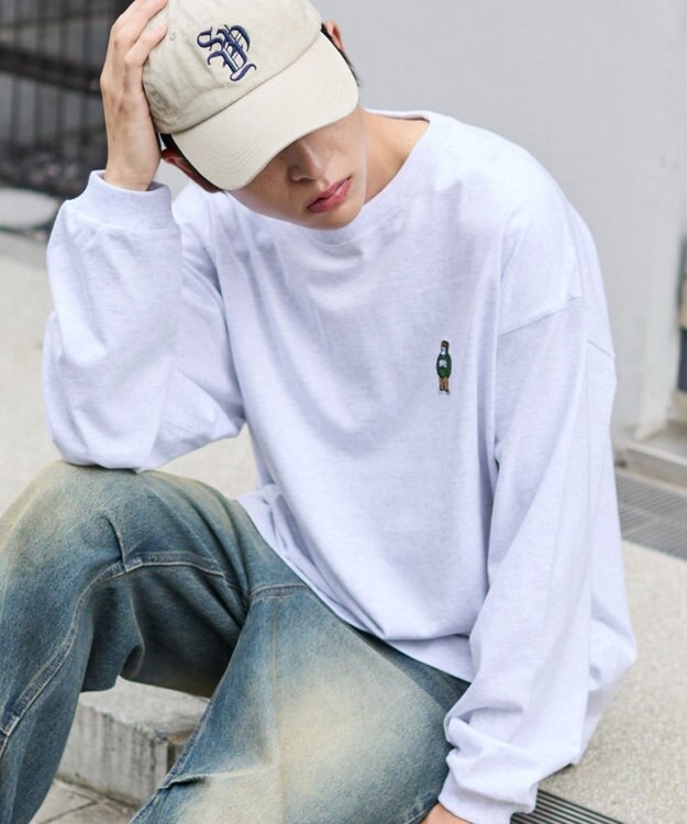 WEGO 【ユニセックス着用ITEM/MLサイズ展開】別注BENDAVISワンポイントT（LS） アッシュグレー