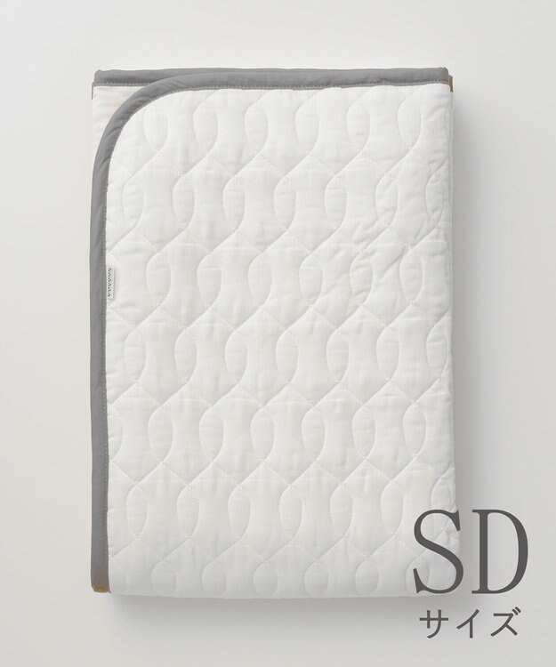 京和晒綿紗 ガーゼ敷パッド  (脱脂綿入り)  4層 セミダブルサイズ(120×210) グレーバイアス