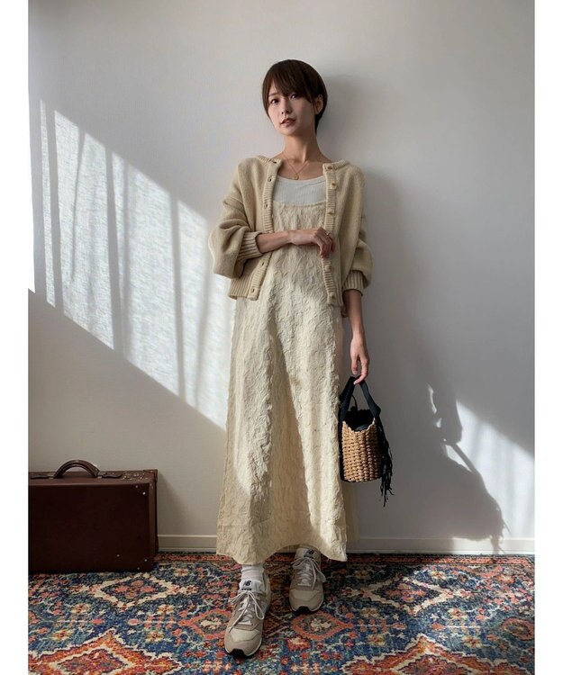 Green Parks クルーネックカーディガン Beige