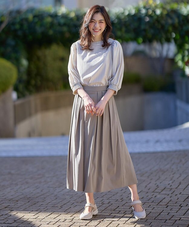 ANY L 【洗濯機可能/接触冷感/UVケア/イージーケア/ウエストゴム】清涼リラックススカーチョ グレー