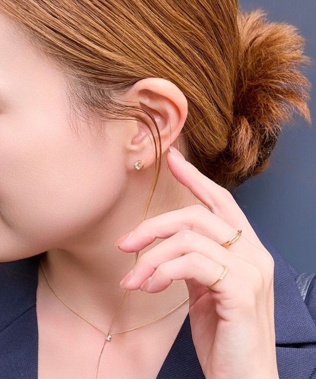 Phoebe 〈オンワード限定セット〉ラッキーホースシューピアス×シャインベゼルセッティングネックレス ゴールド