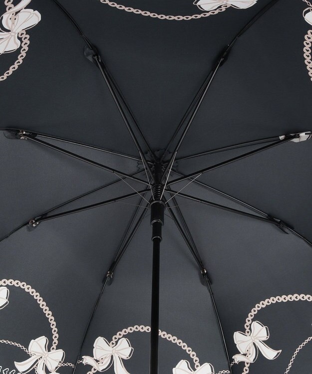 MOONBAT 【雨傘】ランバン オン ブルー (LANVIN en Bleu) リボン ハート ナイロンサテン 長傘 ブラック