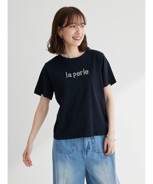 Green Parks ・ＲＡＹ　ＣＡＳＳＩＮ　パールドットロゴＴシャツ Black